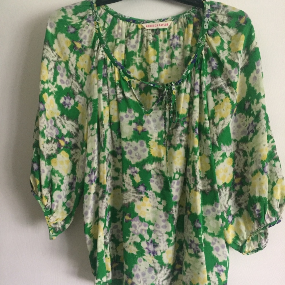 Gorgeous green floral Rebecca Taylor blouse